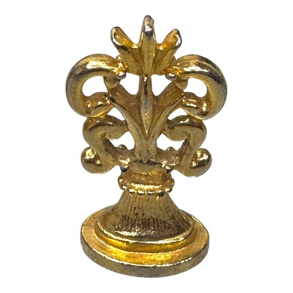 Antique Gold Fleur-De-Lis Wax Seal Stamp Set Brass Turtle Cross Woman Set Lot 3 - Picture 4 of 8